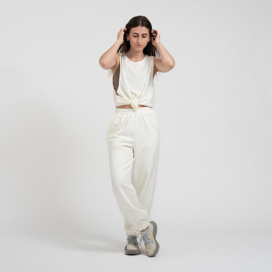 Womens organic cotton essential sweatpants off white