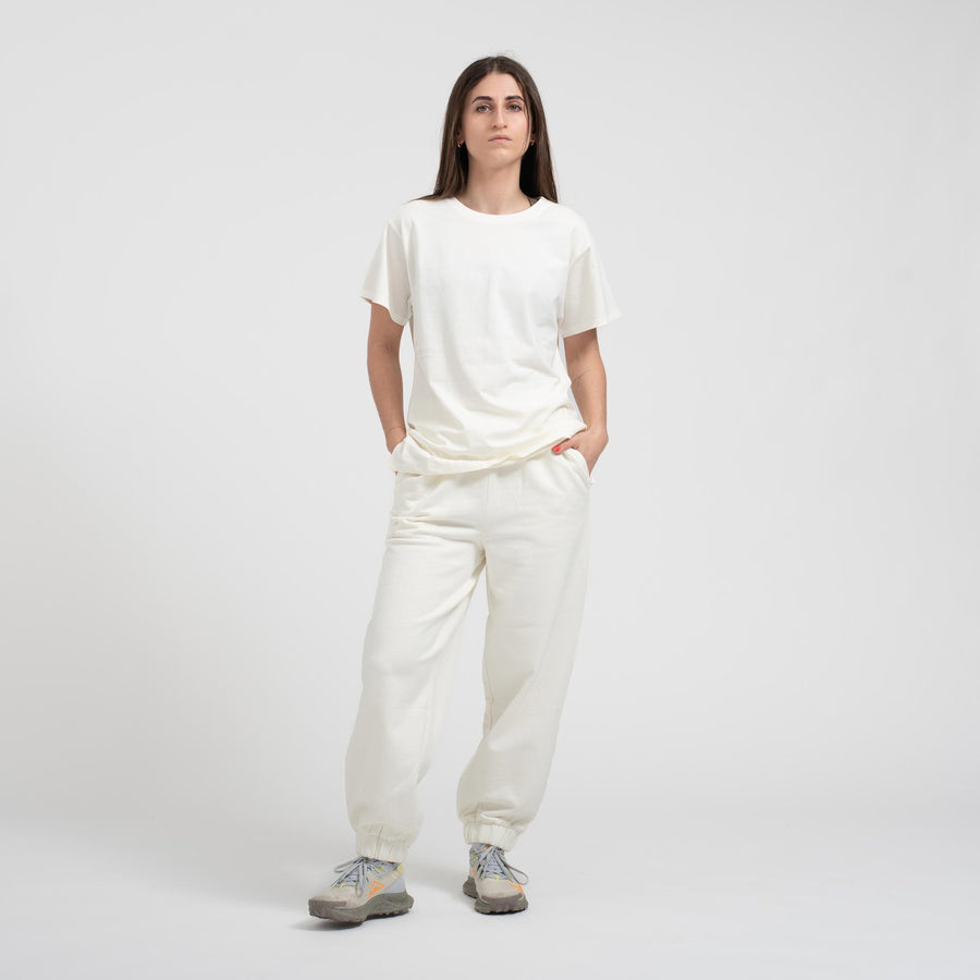 Womens organic cotton essential sweatpants off white