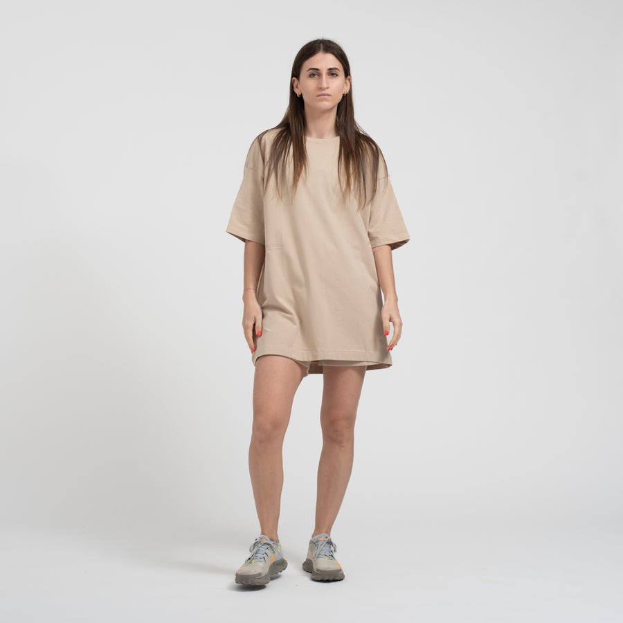 Womens organic cotton oversized t-shirt beige