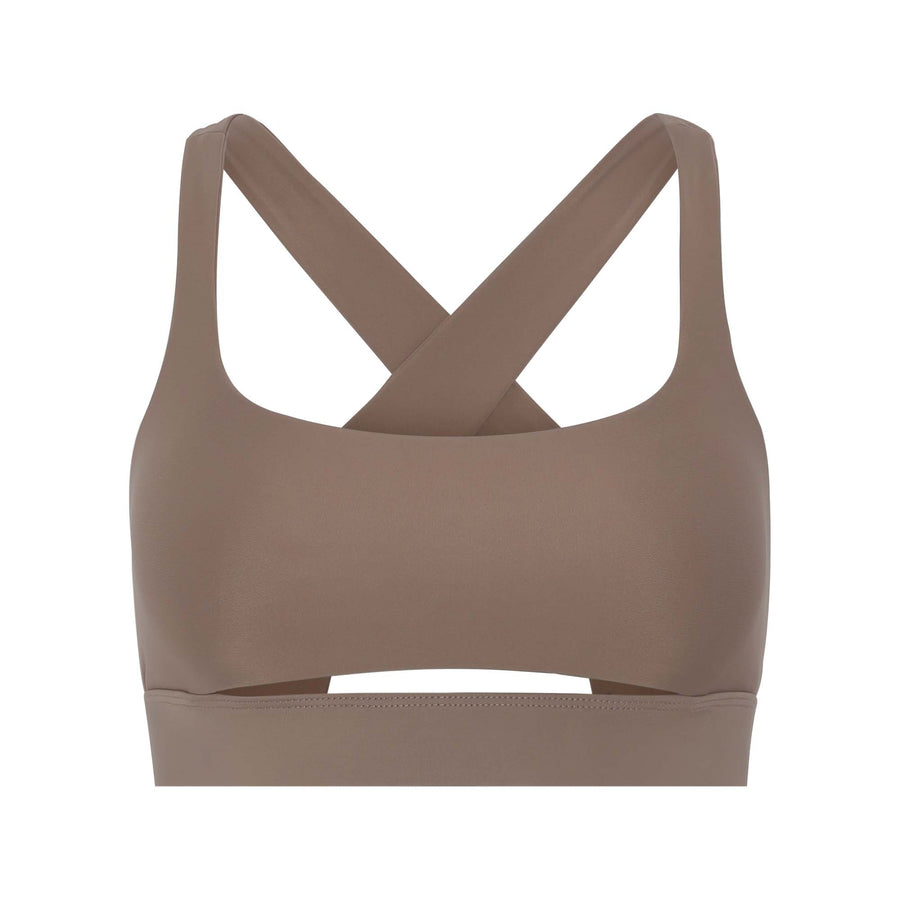 Front slit sports bra made from recycled plastic bottles