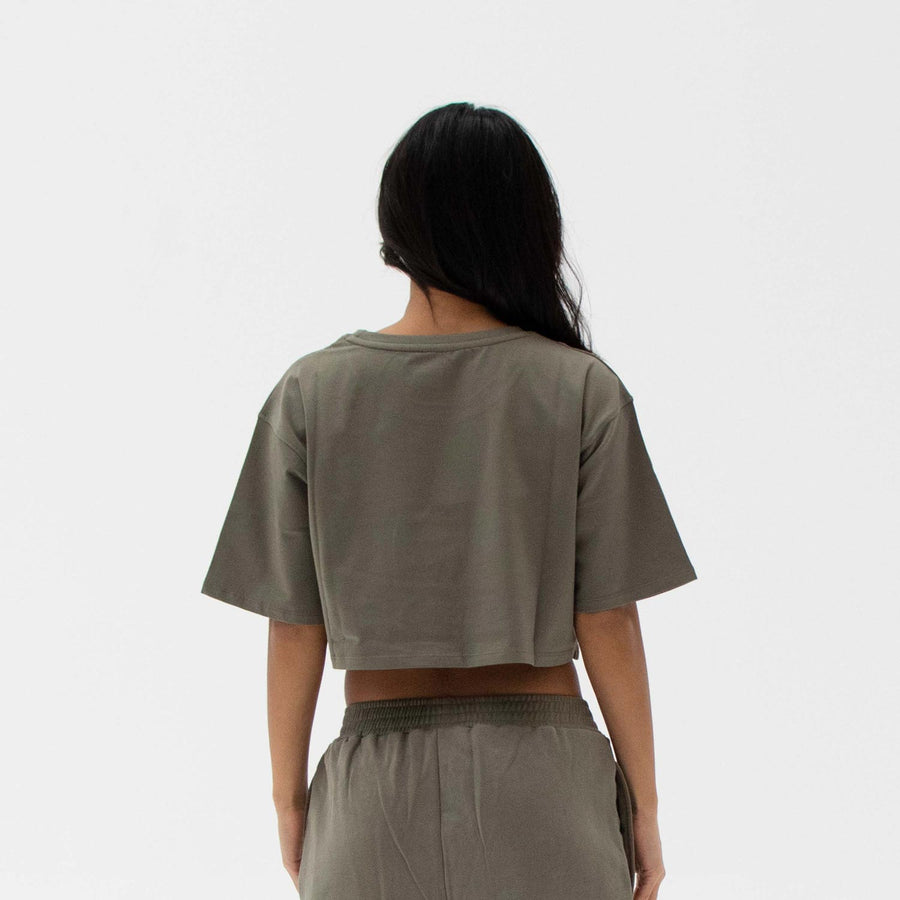 Sustainable organic cotton crop top green