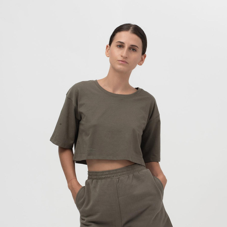Sustainable organic cotton crop top green