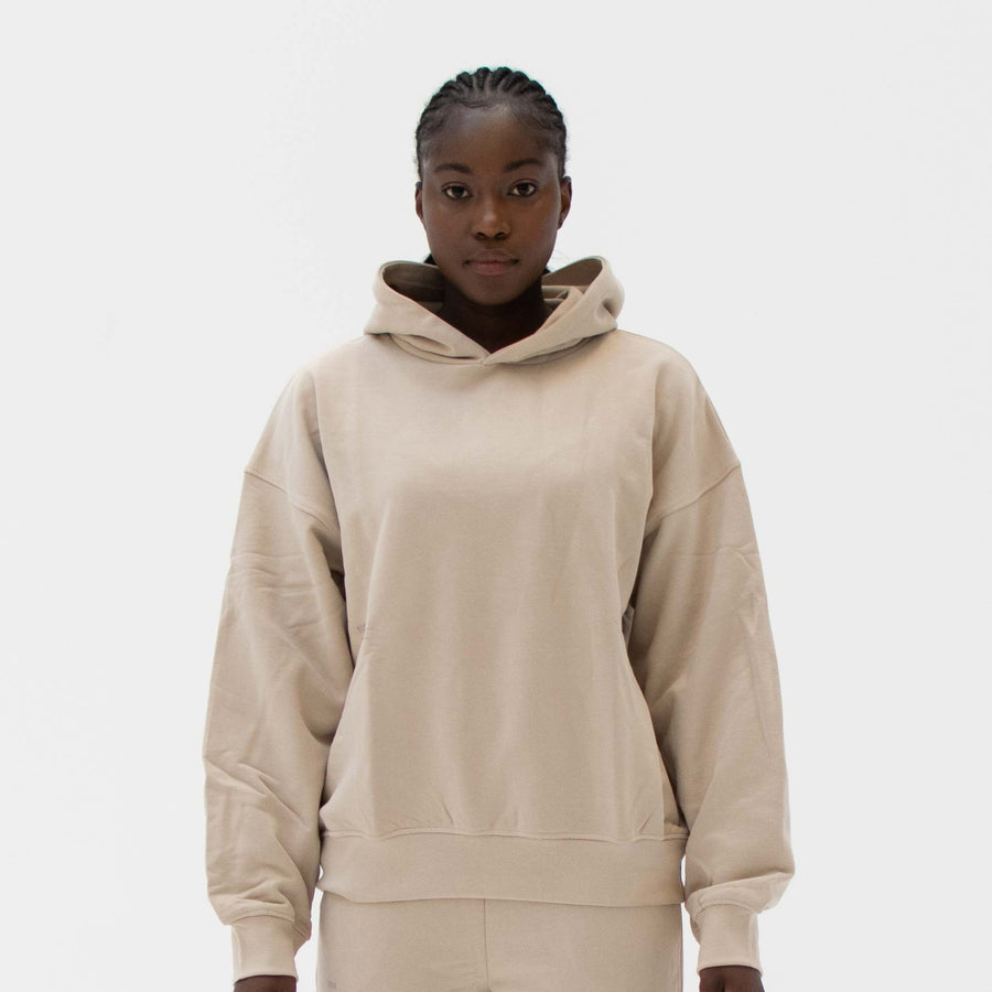 Womens organic cotton oversized essential hoodie beige