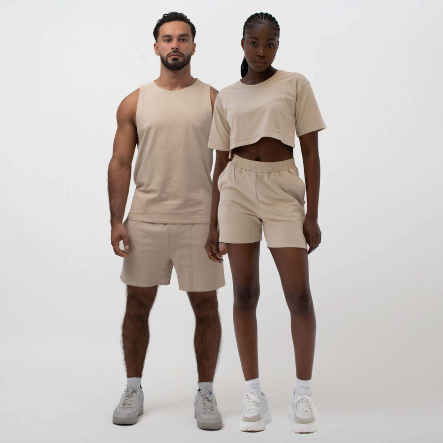 Essential shorts beige sustainable organic cotton