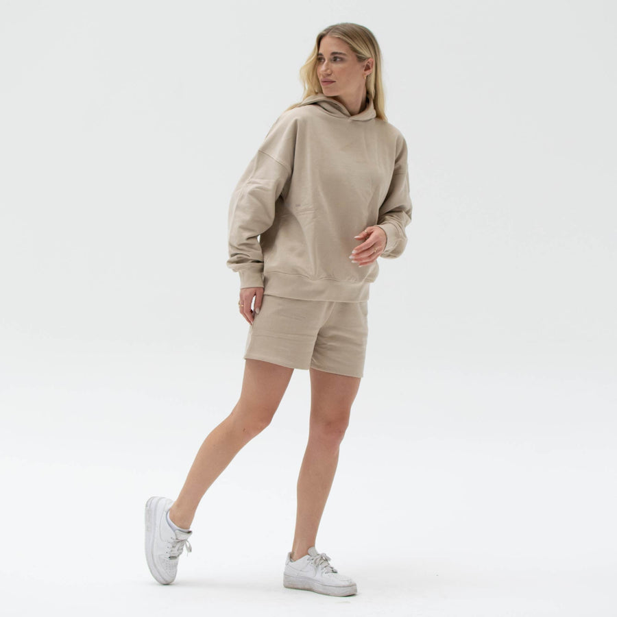 Womens organic cotton essential shorts beige