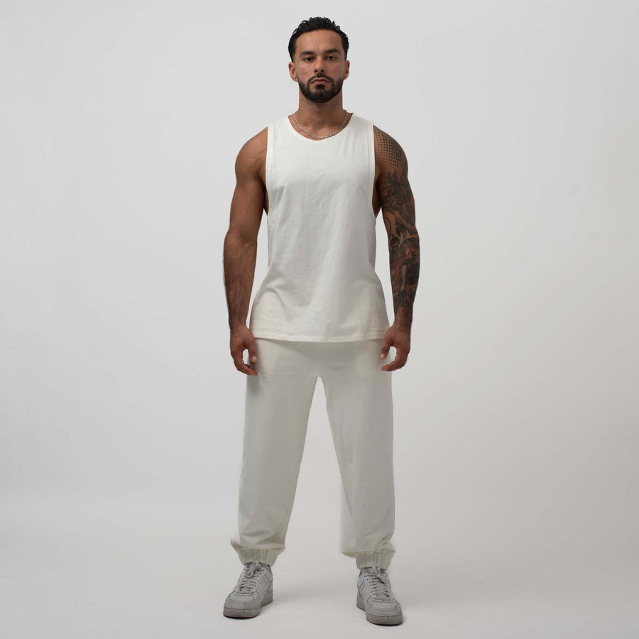 Mens organic cotton essential sweatpants off white