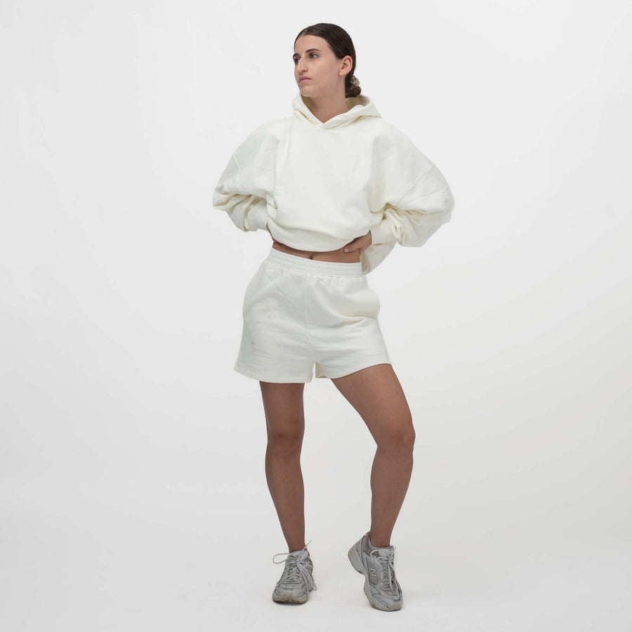 Womens essential shorts off white sustainable organic cotton