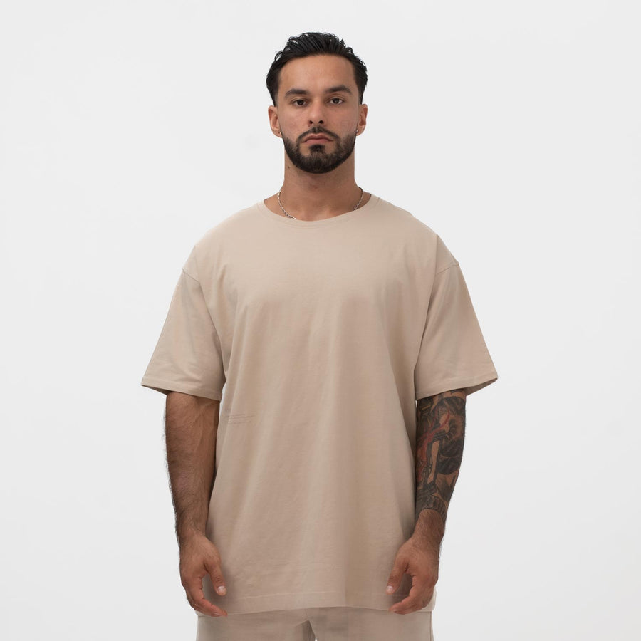 Mens organic cotton oversized t-shirt beige