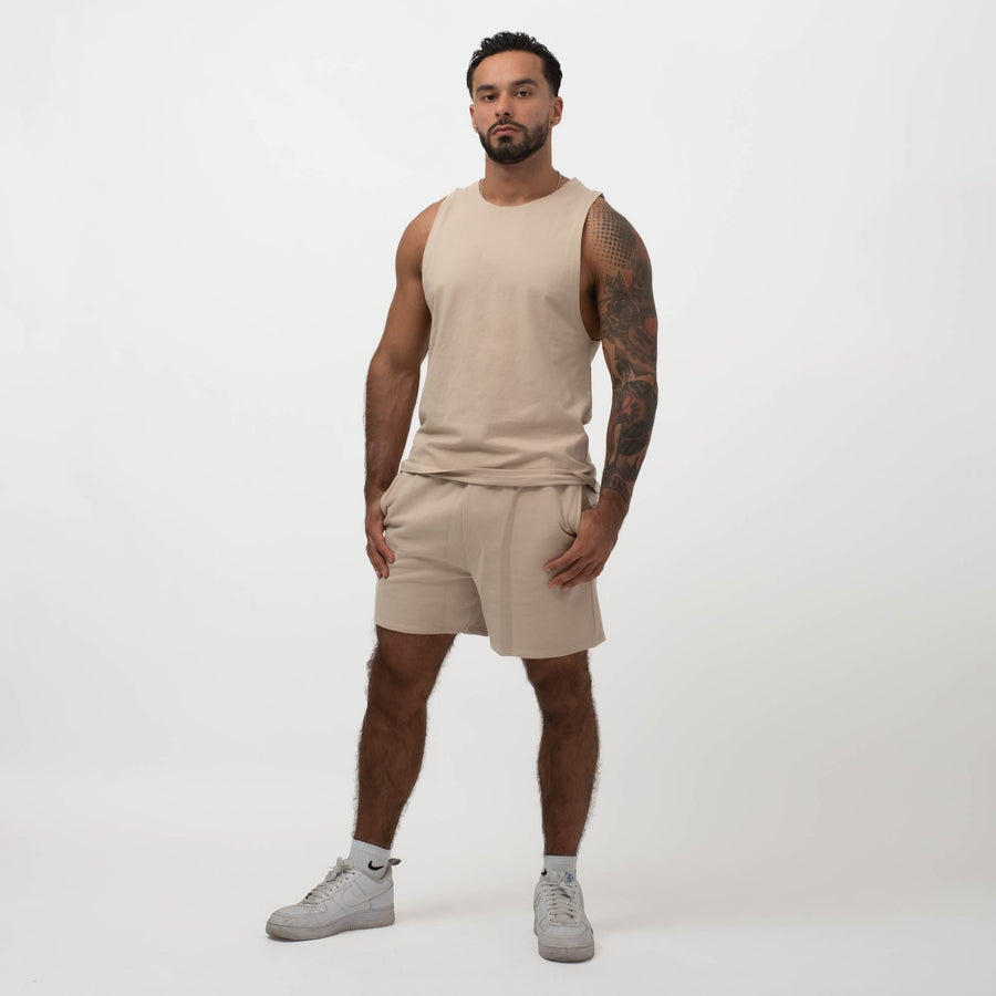 Mens organic cotton essential shorts beige